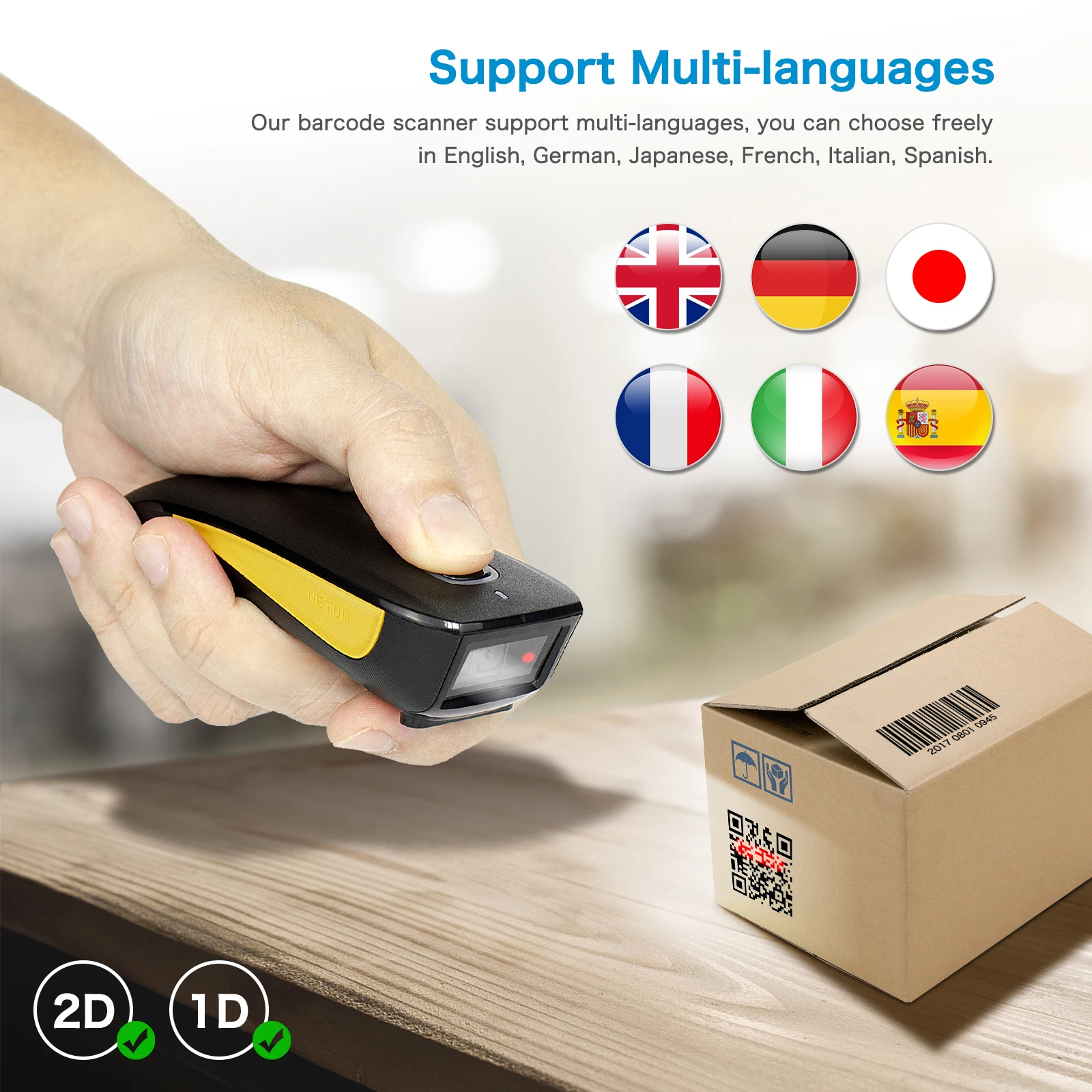 NETUM C750 Serie Bluetooth Wireless 2D Barcode Scanner Pocket 1D QR Barcode PDF417 for Tobacco Garment Mobile payment Industry من التحرير الجماعيماسح ضوئي لاسلكي ثنائي الأبعاد بتقنية بلوتوث من سلسلة NETUM C750، يدعم الباركود أحادي الأبعاد ورمز الاستجابة السريعة (QR) ورمز PDF417، مناسب لقطاعات التبغ والملابس والدفع عبر الهاتف المحمول. - Image 5