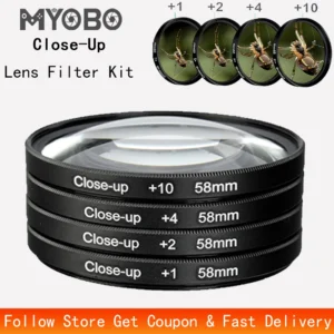 مجموعة فلاتر عدسات ماكرو للتقريب من MYOBO +1 +2 +4 +10 - 37 40.5 43 46 49 52 55 58 62 67 72 77 82 مم لكاميرات DSLR وSLR من التحرير الجماعيمجموعة فلاتر عدسات ماكرو للتصوير عن قرب من MYOBO +1 +2 +4 +10 - بأحجام 37، 40.5، 43، 46، 49، 52، 55، 58، 62، 67، 72، 77، 82 مم لكاميرات DSLR وSLR