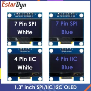 RoHS 1.3 inch OLED Module White/Blue SPI/IIC I2C Communicate Color 128X64 1.3 inch OLED LCD LED Display Module 1.3 من التحرير الجماعيوحدة عرض OLED مقاس 1.3 بوصة متوافقة مع معايير RoHS، تدعم الألوان الأبيض والأزرق، وتدعم بروتوكولات SPI/IIC وI2C، بدقة 128×64 بكسل.