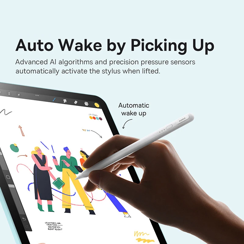 Baseus 3rd Gen Bluetooth Stylus for Apple Pencil Palm Rejection Compatible with iPad pro Mini Air 2024 2022-2018 for Apple Pen من التحرير الجماعيقلم Baseus من الجيل الثالث بتقنية بلوتوث، متوافق مع قلم Apple Pencil، مع خاصية رفض راحة اليد، متوافق مع iPad Pro وMini وAir (2024، 2022، 2018) وقلم Apple Pencil. - Image 3
