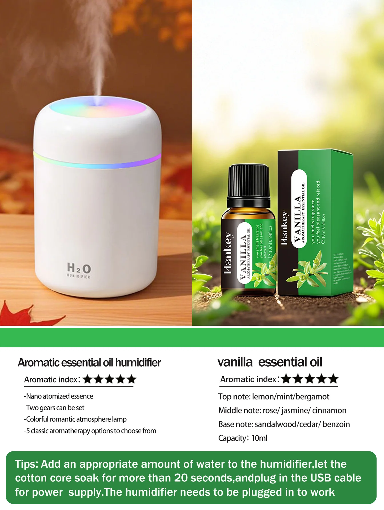 300ml Aromatherapy Diffuser Humidifier Air Purifier Car Home Use Seven-color Light Aromatherapy Essential Oil - Image 19