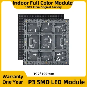 P3 Full Color LED Digital Signage HUB75 RGB Pixel Display LED Display Module Indoor LED Video Wall Large Screen 192*192mm من التحرير الجماعيشاشة عرض رقمية LED ملونة بالكامل P3 HUB75 RGB بكسل، وحدة عرض LED، جدار فيديو LED داخلي، شاشة كبيرة 192*192 مم
