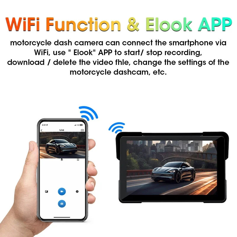 Jansite 5/7 inch Carplay Motorcycle DVR Navigation GPS Wireless CarPlay Android Auto IPX7 Display Screen Portable Moto Monitor من التحرير الجماعيشاشة عرض محمولة للدراجات النارية من Jansite مقاس 5/7 بوصة، تدعم CarPlay وAndroid Auto، مزودة بنظام ملاحة GPS لاسلكي، وتقنية IPX7، وشاشة عرض لاسلكية، وشاشة مراقبة للدراجات النارية. - Image 6