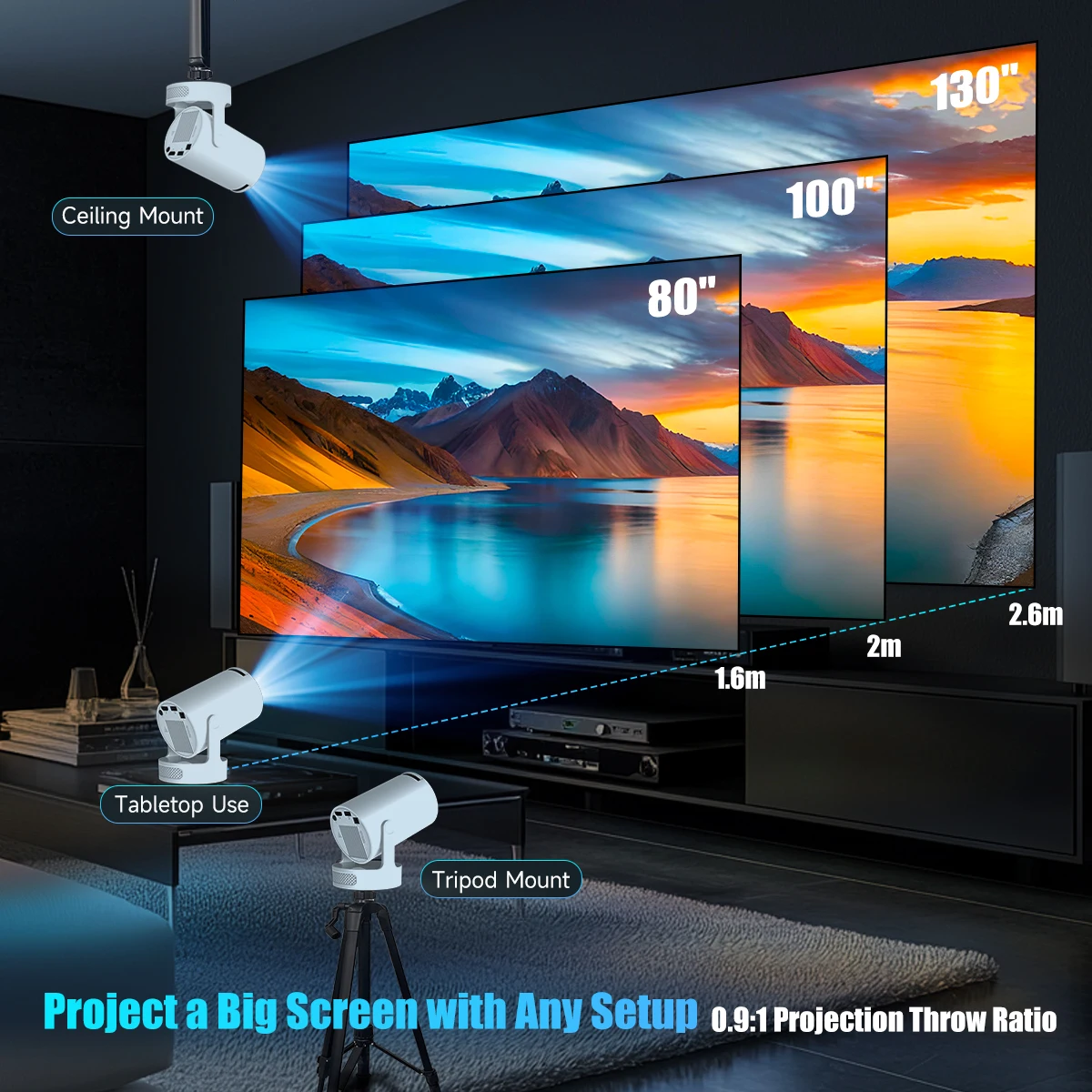 Magcubic 8K HY300 Pro + Projector Built in 5W Speaker 1280*720P Android 14 8000 Lumens Wifi6 BT5.4 Outdoor Portable Projector من قسم التعديل الجماعيجهاز عرض Magcubic 8K HY300 Pro+ مزود بمكبر صوت مدمج بقوة 5 واط، دقة عرض 1280*720 بكسل، نظام تشغيل أندرويد 14، سطوع 8000 لومن، يدعم واي فاي 6 وبلوتوث 5.4، جهاز عرض خارجي محمول - Image 6
