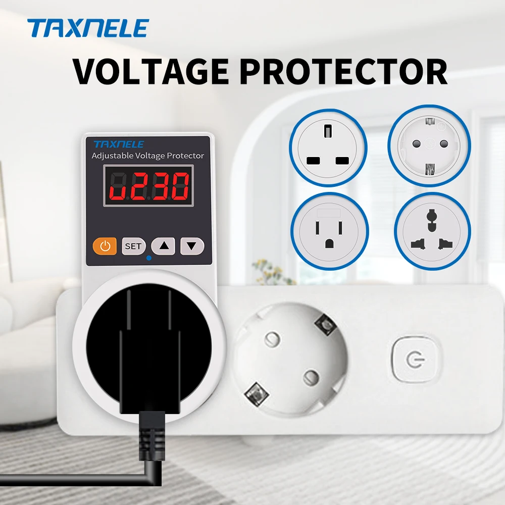 مقبس حماية الجهد الكهربائي AC 220V قابل للتعديل وثابت 16A مقبس حماية الجهد الكهربائي للثلاجة من التحرير الجماعيمقبس حماية الجهد الكهربائي تيار متردد 220 فولت قابل للتعديل وثابت 16 أمبير، مقبس حماية الجهد الكهربائي للثلاجة