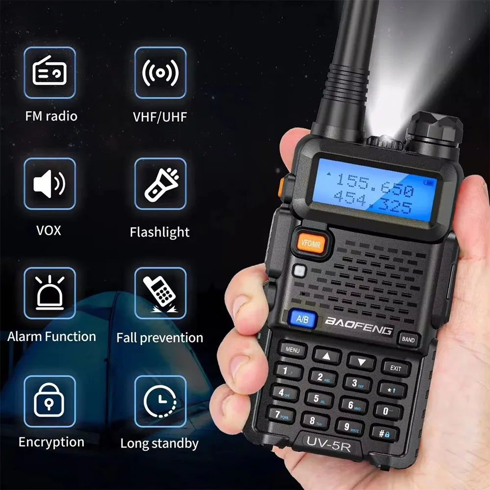 1/2/4PCS BaoFeng UV-5R Tri-Power Walkie Talkie High Power Dual Band Long Range 128 CH Portable Handheld UV 5R Ham Two Way Radio من قسم التحرير الجماعيجهاز لاسلكي باوفينغ UV-5R ثلاثي الطاقة، ثنائي النطاق، عالي الطاقة، طويل المدى، 128 قناة، محمول باليد، يعمل بنظام راديو الهواة ثنائي الاتجاه، 1/2/4 قطع - Image 3