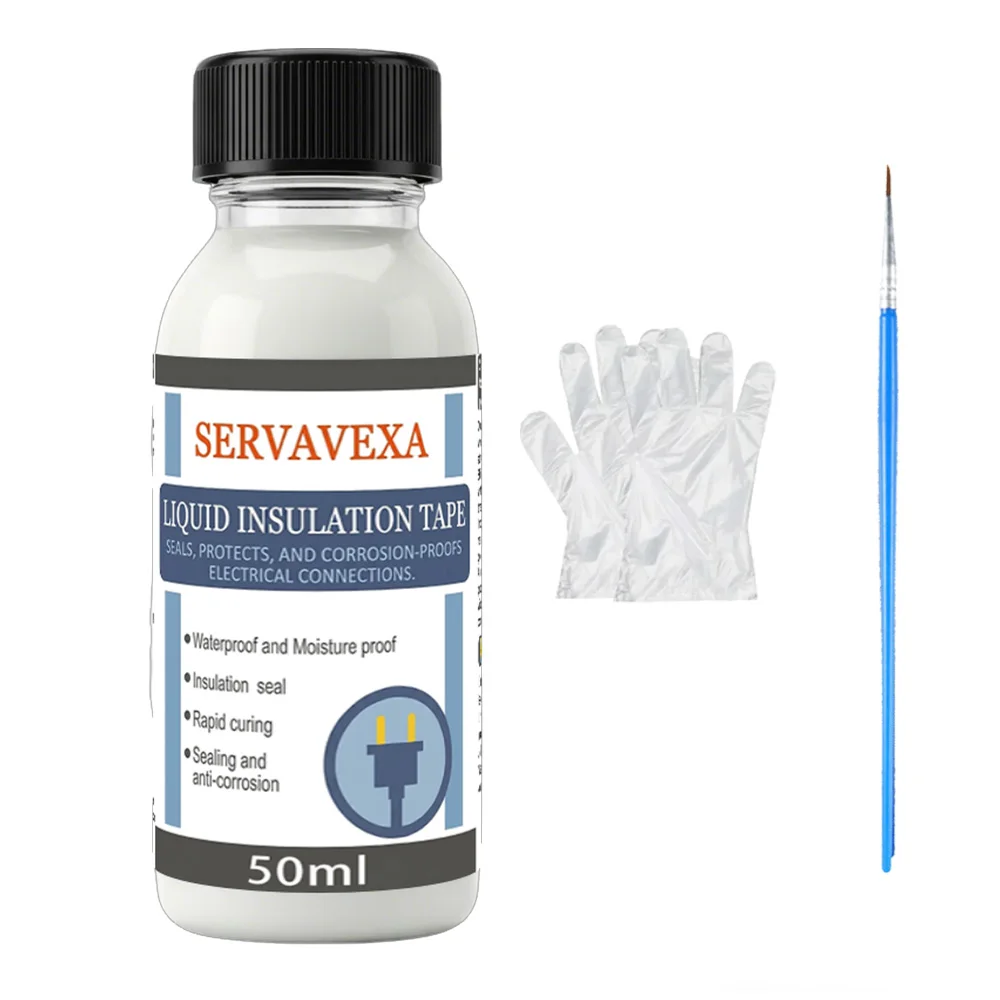 مجموعة شريط العزل الكهربائي السائل SERVAVEXA، مانع تسرب عازل مقاوم للماء مع فرشاة وقفازات، سريع الجفاف للأسلاك الخارجية من قسم التحرير الجماعيمجموعة شريط عازل كهربائي سائل من سيرفافيكسا، مانع تسرب عازل مقاوم للماء مع فرشاة وقفازات، سريع الجفاف للأسلاك الخارجية - Image 9