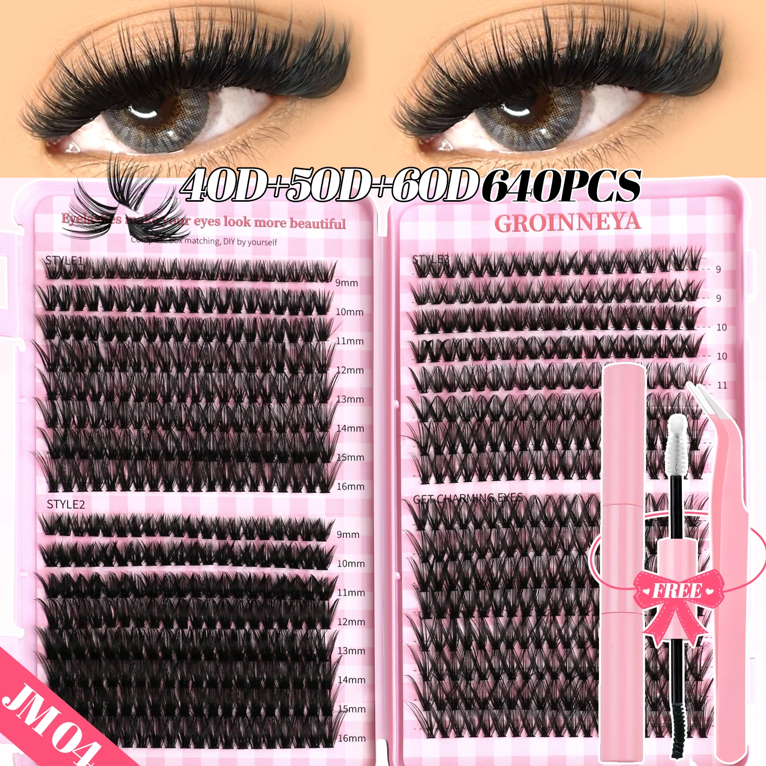 مجموعة رموش GROINNEYA DIY Lash Clusters Set Mixed Tray Lashes Kit Fluffy Individual Lashes Extension with Lash Bond and Seal At Home Makeup من قسم التحرير الجماعيمجموعة رموش جروينيا DIY، علبة رموش متنوعة، مجموعة رموش فردية كثيفة مع لاصق ومثبت للرموش، مكياج منزلي - Image 18