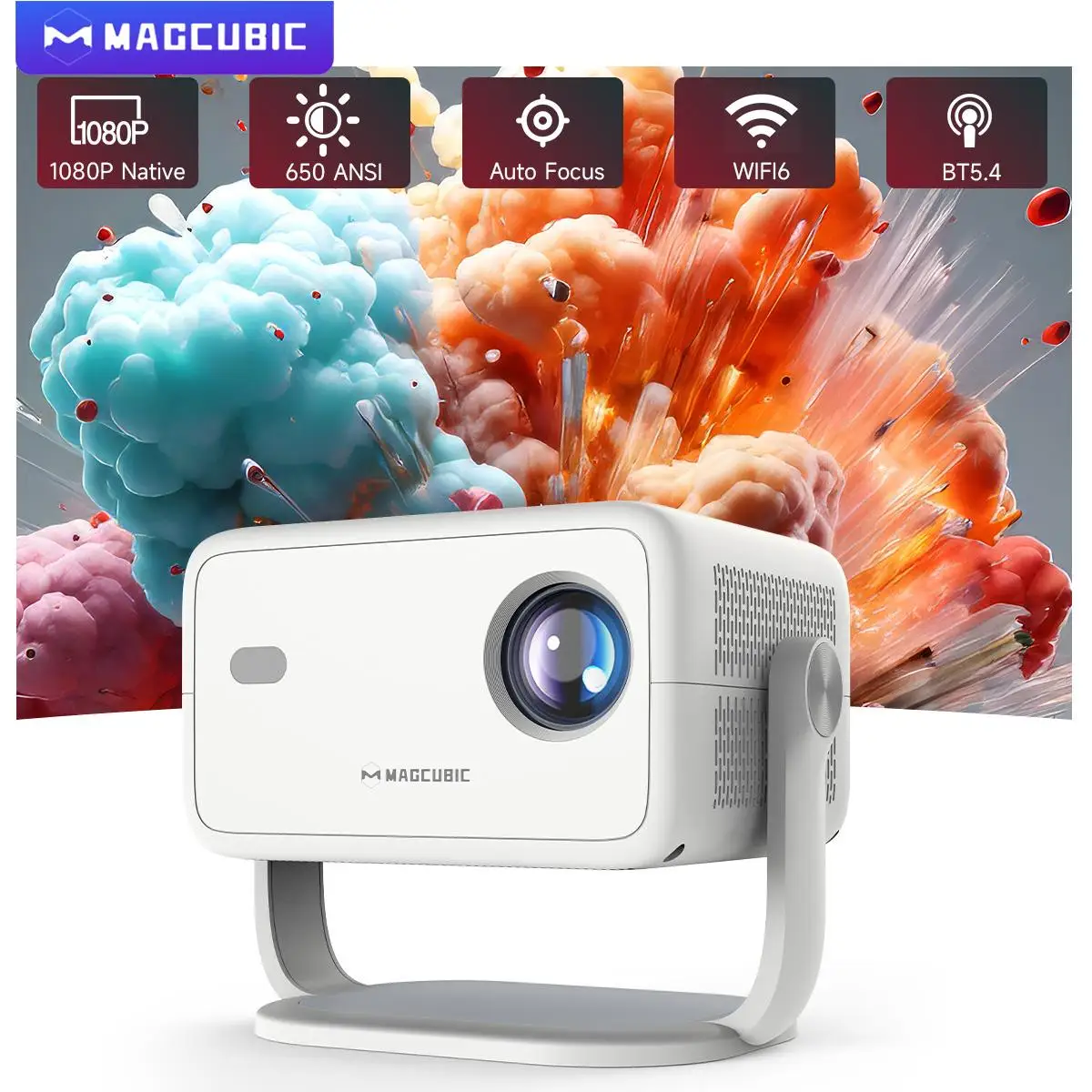 Magcubic Native 1080P 650ANSI 8K Android 14 L018 360° Projector With Auto Keystone Focus Air Mouse Wifi6 BT5.4 Portable Outdoor من قسم التحرير الجماعيجهاز عرض Magcubic Native بدقة 1080P و650ANSI و8K، يعمل بنظام Android 14 L018، بزاوية رؤية 360 درجة، مزود بخاصية تصحيح الانحراف التلقائي، وفأرة هوائية، ويدعم تقنية Wi-Fi 6 وBluetooth 5.4، وهو جهاز محمول للاستخدام الخارجي.