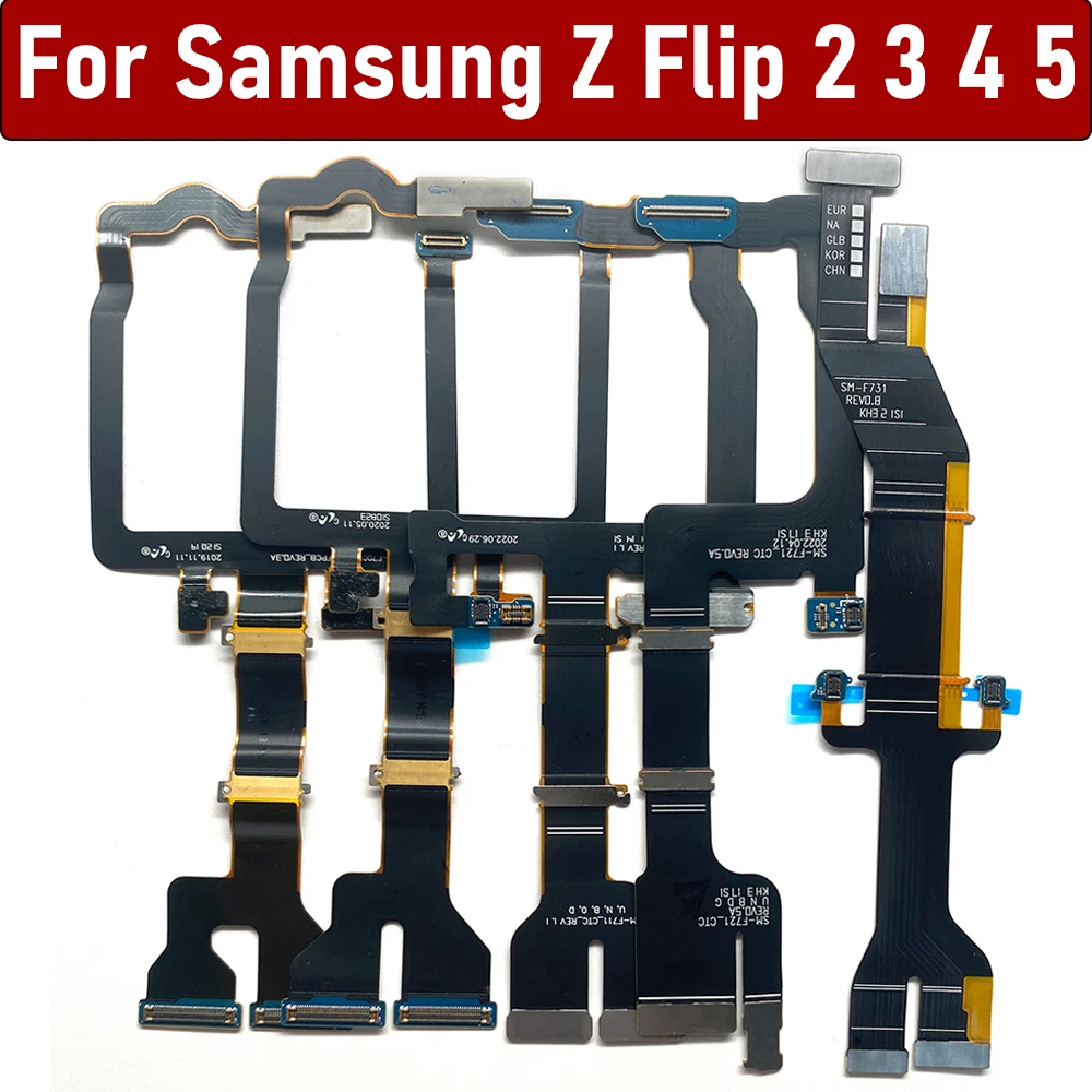 استبدال كابل شريط مرن للوحة الأم وموصلها وشاشة LCD لهواتف سامسونج Z Flip 2 3 4 5 6 7 F1707B F711 F721 F731 F700 من قسم التحرير الجماعيلوحة رئيسية، موصل لوحة أم، كابل مرن لشاشة LCD، بديل لشريط سامسونج Z Flip 2 3 4 5 6 7 F1707B F711 F721 F731 F700