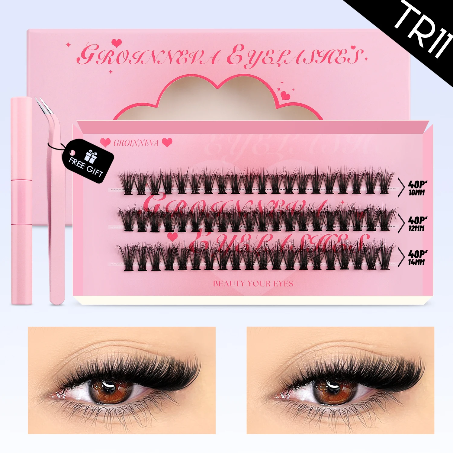 مجموعة رموش GROINNEYA DIY Lash Clusters Set Mixed Tray Lashes Kit Fluffy Individual Lashes Extension with Lash Bond and Seal At Home Makeup من قسم التحرير الجماعيمجموعة رموش جروينيا DIY، علبة رموش متنوعة، مجموعة رموش فردية كثيفة مع لاصق ومثبت للرموش، مكياج منزلي - Image 27