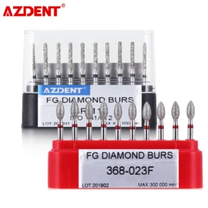 AZDENT 10pcs/Box Dental High Speed ​​Diamond Burs Dentist Super Coarse Diamond Drills Dental Lab Polish Tools Dia.1.6mm من قسم التحرير بالجملةمجموعة AZDENT من 10 قطع/علبة من مثاقب الماس عالية السرعة لأطباء الأسنان، مثاقب ماسية خشنة للغاية، أدوات تلميع مختبرات الأسنان، قطر 1.6 مم