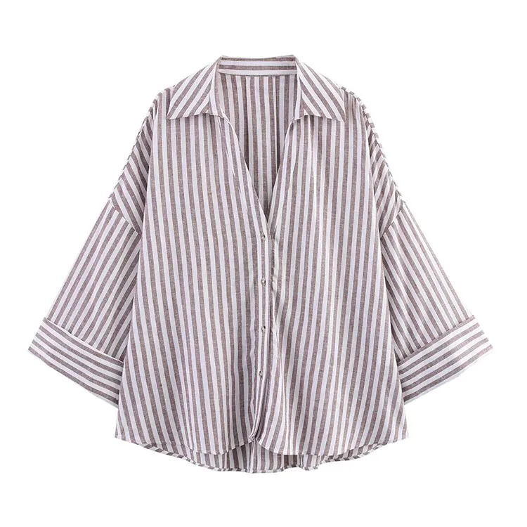 HipSeam Wide Sleeved Shirt Women Spring Asymmetric Hem Button Women's Shirts Simple Lady Johnny Collar Shirts & Blouses من التحرير الجماعيقميص نسائي بأكمام واسعة من HipSeam، مناسب لفصل الربيع، بحافة غير متماثلة وأزرار، قمصان نسائية بسيطة بياقة جوني وبلوزات - Image 13