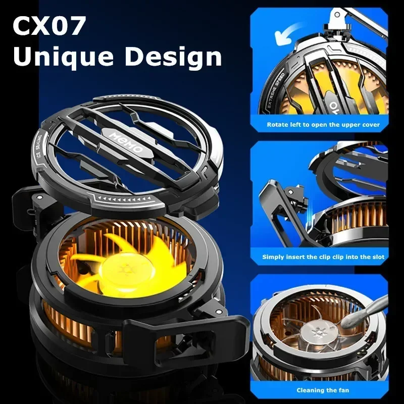 MEMO CX07 Mobile Phone Cooler Magnetic Cooling Fan Case Radiator For PUBG Gaming Back Clip Cool Heat Synt For Smartphones من التحرير الجماعيمبرد هاتف محمول MEMO CX07، مروحة تبريد مغناطيسية، غطاء تبريد، مشبك خلفي، مشتت حراري للهواتف الذكية، مناسب لألعاب PUBG - Image 6