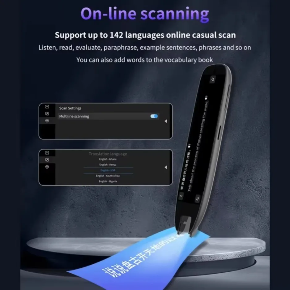 XIKCU S65 Pro Smart Voice Translator 142 Languages WIFI Scan Scan Translation Pen Scanning Translation Pen For Business Travel Abroad من التحرير الجماعيقلم الترجمة الصوتية الذكي XIKCU S65 Pro يدعم 142 لغة، مزود بتقنية واي فاي، قلم ترجمة ومسح ضوئي، مثالي للسفر بغرض العمل أو السفر إلى الخارج - Image 2