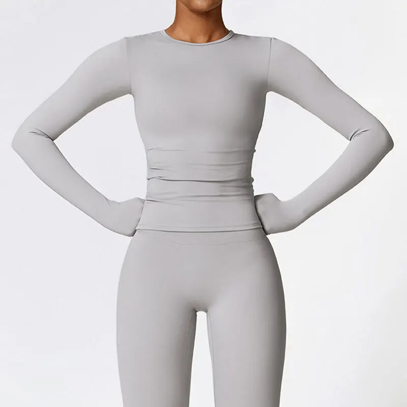 NCLAGEN Long Sleeve Workout Top Gym Pilates Clothes Women Active Wear Sports Shirt Elastic Fitness Yoga Clothing Running Shirts - Image 11