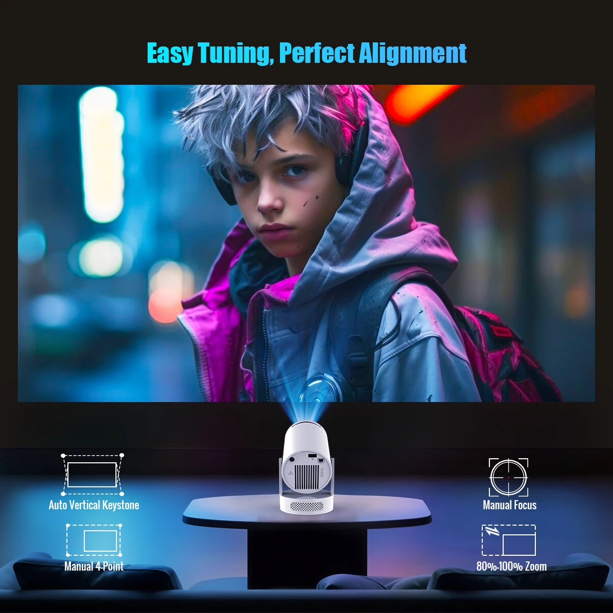 جهاز عرض Magcubic بنظام Android 14 بدقة 8K 1280*720P HY300 Pro + واي فاي مزدوج 290ANSI بزاوية رؤية مرنة 180 درجة وتقنية بلوتوث 5.0 من قسم التحرير الجماعيجهاز عرض Magcubic بنظام Android 14، بدقة 8K (1280*720 بكسل)، طراز HY300 Pro، مزود بتقنية Wi-Fi مزدوجة، سطوع 290 لومن ANSI، زاوية رؤية مرنة 180 درجة، يدعم تقنية Bluetooth 5.0، جهاز عرض سينمائي محمول للاستخدام الخارجي - Image 5