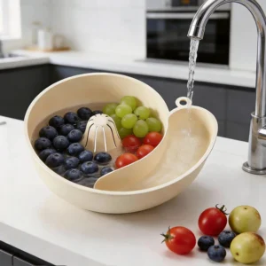 Spin Shape Automatic Vegetable Washing Household Fruit Drain Basket Reusable Kitchen Cleaning Filter Basket Tool Remove Stain