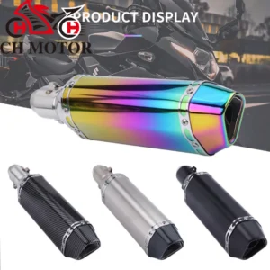 CH MOTOR slip on 38-51mm Universal Motorcycle Exhaust Escapes Para Motos 370mm Stainless Steel For ATV Street Bike من قسم التحرير الجماعيعادم CH MOTOR العالمي للدراجات النارية، مقاس 38-51 مم، مصنوع من الفولاذ المقاوم للصدأ، بطول 370 مم، مناسب للدراجات الرباعية والدراجات النارية العادية.