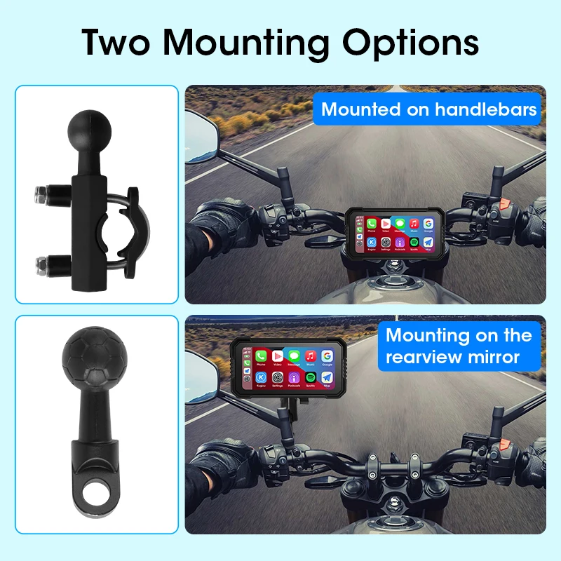 Jansite Portable 6.25 Motorcycle GPS Navigation Wireless Carplay Android Auto DVR Drive Recorder Moto Monitor IPX7 Waterproof من قسم التحرير الجماعيجهاز جانسيت المحمول 6.25 بوصة للملاحة عبر نظام تحديد المواقع العالمي (GPS) للدراجات النارية، لاسلكي، يدعم نظامي كاربلاي وأندرويد أوتو، مسجل فيديو رقمي (DVR) لتسجيل القيادة، مقاوم للماء بمعيار IPX7 - Image 6
