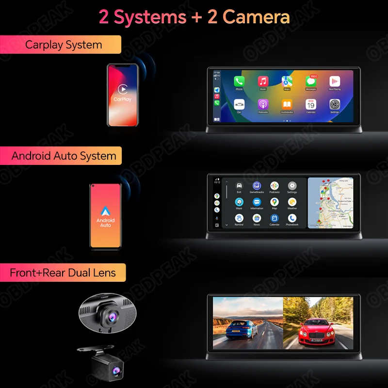 K2 Pro 11.3" Car DVR 4K Camera Wireless Carplay Android auto Ai Screen Dash Cam Dual Len Video Recorder GPS Navigation Dashboard - Image 2