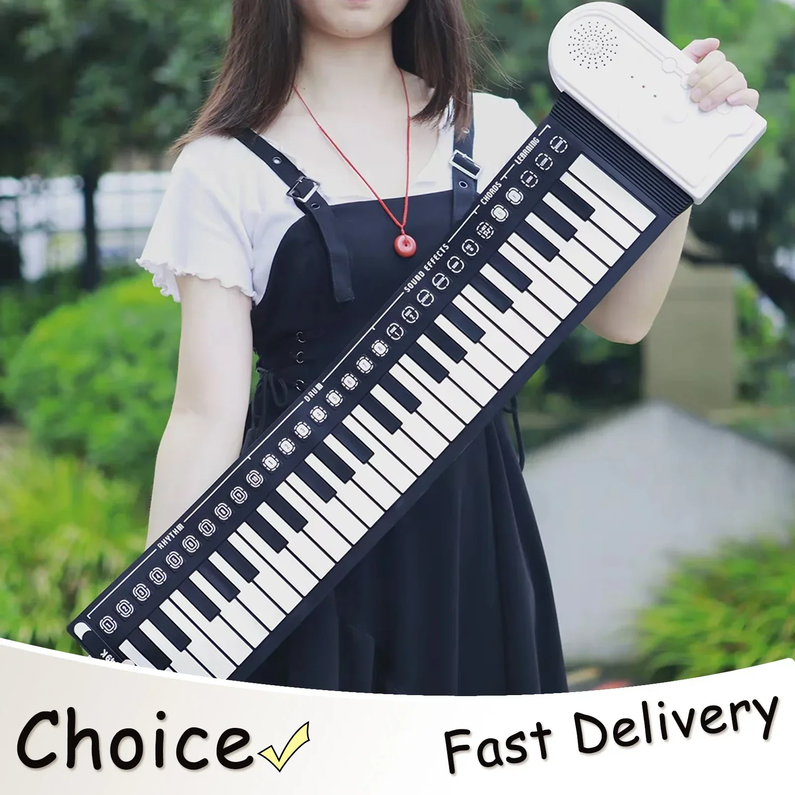 IRIN 49-Key Hand Roll Up Piano Silicone Portable Keyboard Musical Instrument for Education Foldable Beginner Electronic Piano من قسم التحرير الجماعيبيانو IRIN اليدوي القابل للطي ذو 49 مفتاحًا، لوحة مفاتيح سيليكون محمولة، آلة موسيقية تعليمية، بيانو إلكتروني قابل للطي للمبتدئين
