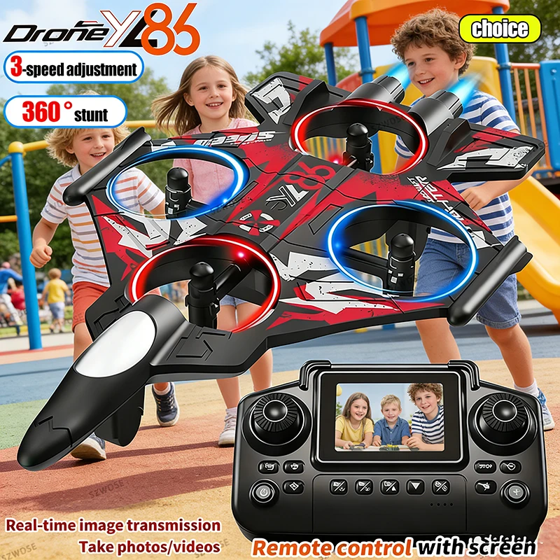 2026 New YL86 RC Foam Airplane 2.4G WIFI RC Fighter Stunt Tumbling Helicopter with LED Colored Lights Airplane Boys' Toys Gifts