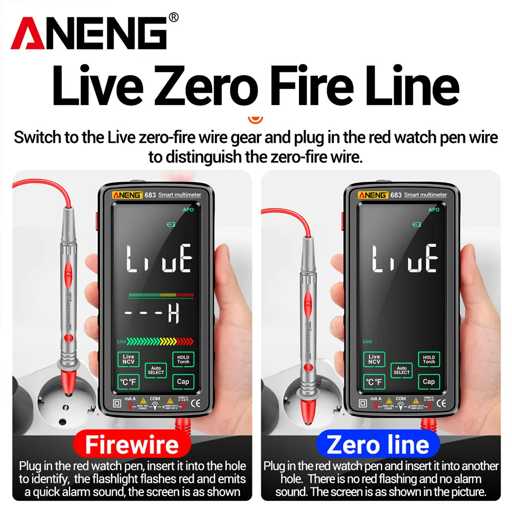 ANENG 683 Smart Multimeter Rechargeable High-end Touch 6000 Counts Multimetro Test Multitester AC/DC Voltage Tester Current Tool من التحرير الجماعيجهاز قياس متعدد ذكي ANENG 683 قابل لإعادة الشحن، عالي الجودة، يعمل باللمس، بسعة 6000 عد، جهاز اختبار متعدد الوظائف، جهاز اختبار جهد التيار المتردد/المستمر، أداة قياس التيار - Image 5