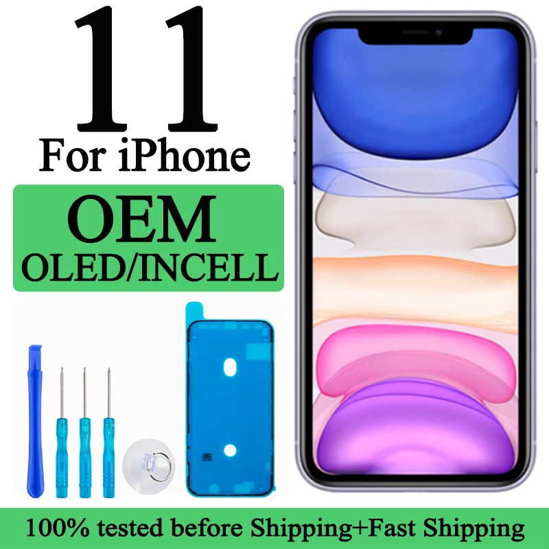 شاشة LCD تم اختبارها بنسبة 100% لهاتف iPhone 11، شاشة لمس ثلاثية الأبعاد بديلة بإطار معدني، دقة FHD كاملة، متينة، سهلة التركيب، شاشة LCD أصلية من قسم التعديل الجماعيشاشة LCD مُختبرة بنسبة 100% لهاتف iPhone 11، شاشة بديلة تعمل باللمس ثلاثي الأبعاد بإطار معدني، دقة FHD كاملة، متينة، سهلة التركيب، شاشة LCD أصلية