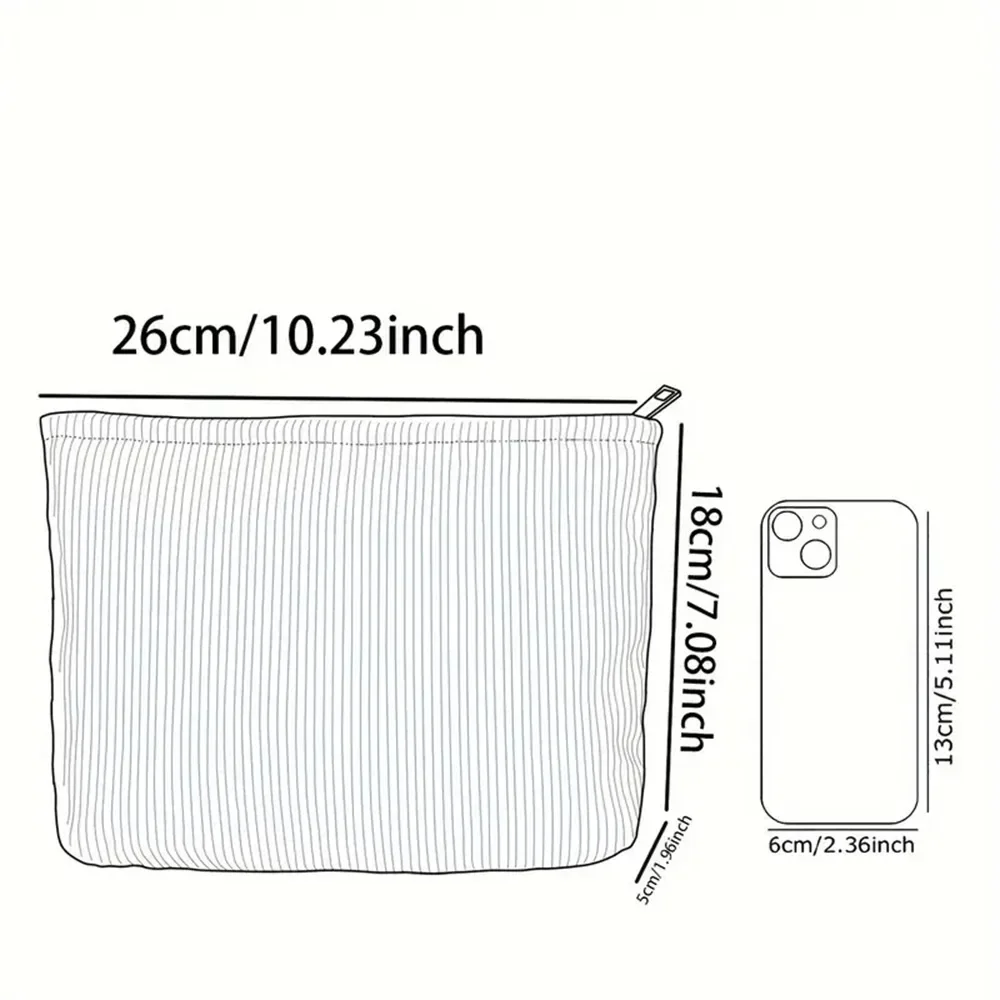 1pc Cosmetic Bags Branch Bird Pattern Women's Makeup Bag Corduroy Cosmetic Storage Bag Portable Commuting Travel Toiletry Bag - Image 5
