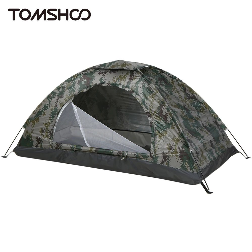Tomshoo 1/2 Person Ultralight Camping Tent Single Layer Portable Hiking Tent Anti-UV Coating UPF 30+ For Outdoor Beach Fishing من قسم التعديل الجماعيخيمة تخييم خفيفة الوزن للغاية من تومشو، تتسع لشخصين، ذات طبقة واحدة، قابلة للحمل، مناسبة للمشي لمسافات طويلة، مزودة بطبقة مضادة للأشعة فوق البنفسجية بدرجة حماية 30+، مثالية للأنشطة الخارجية والشاطئية وصيد الأسماك.