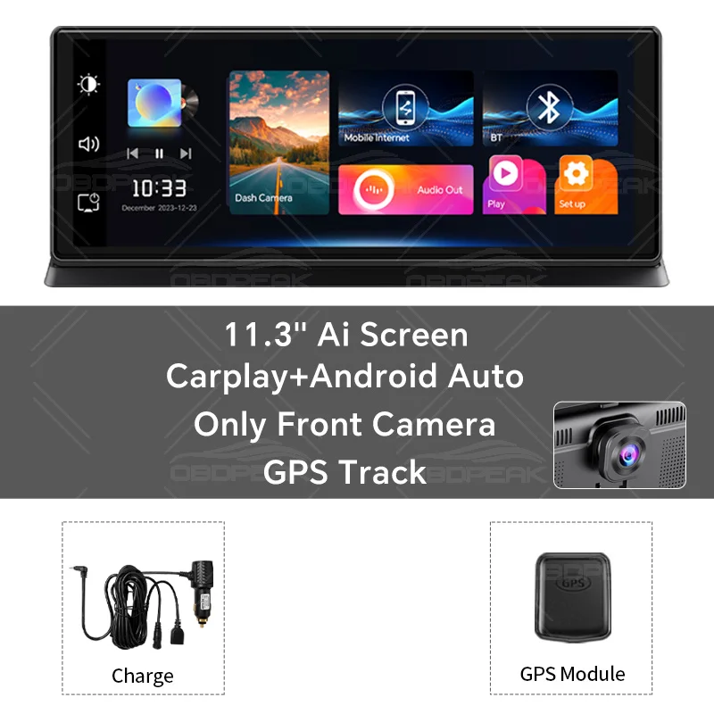 K2 Pro 11.3" Car DVR 4K Camera Wireless Carplay Android auto Ai Screen Dash Cam Dual Len Video Recorder GPS Navigation Dashboard - Image 10