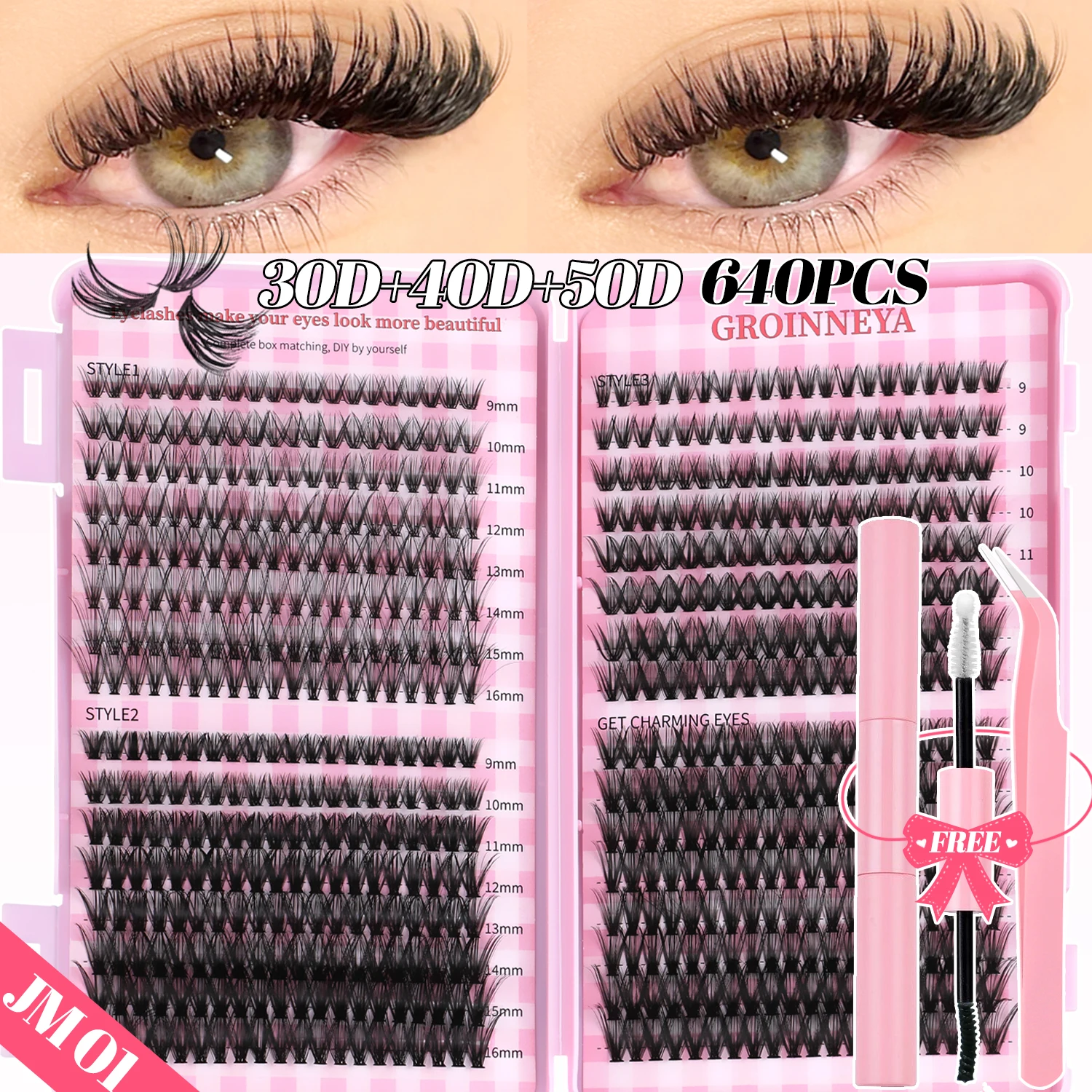 مجموعة رموش GROINNEYA DIY Lash Clusters Set Mixed Tray Lashes Kit Fluffy Individual Lashes Extension with Lash Bond and Seal At Home Makeup من قسم التحرير الجماعيمجموعة رموش جروينيا DIY، علبة رموش متنوعة، مجموعة رموش فردية كثيفة مع لاصق ومثبت للرموش، مكياج منزلي - Image 21