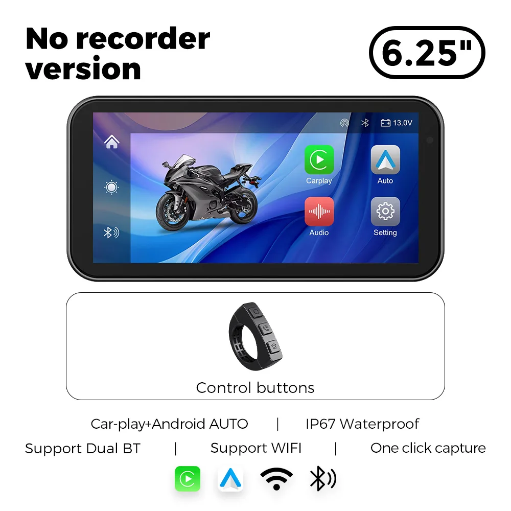 جهاز ملاحة GPS للدراجات النارية محمول مقاس 6.25 بوصة مقاوم للماء بمعيار IP67، يدعم CarPlay وAndroid Auto وDVR لتسجيل القيادة وشاشة مراقبة للدراجات النارية مع واي فاي من قسم التحرير الجماعيجهاز ملاحة GPS للدراجات النارية محمول بشاشة 6.25 بوصة، مقاوم للماء بمعيار IP67، مزود بتقنية لاسلكية CarPlay وAndroid Auto، مسجل فيديو رقمي للقيادة، وشاشة مراقبة للدراجات النارية بتقنية واي فاي - Image 7