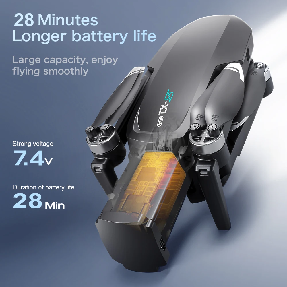 طائرة S-X1 MAX GPS الاحترافية بدون طيار مزودة بكاميرا 4K وجهاز تثبيت ثلاثي المحاور وطائرة FPV بدون فرشاة للتحكم الأمني وشاشة تحكم كبيرة من التحرير الجماعيطائرة بدون طيار S-X1 MAX GPS احترافية مزودة بكاميرا 4K ونظام تثبيت ثلاثي المحاور، طائرة بدون طيار أمنية بدون فرش مع شاشة تحكم كبيرة رباعية المراوح - Image 6