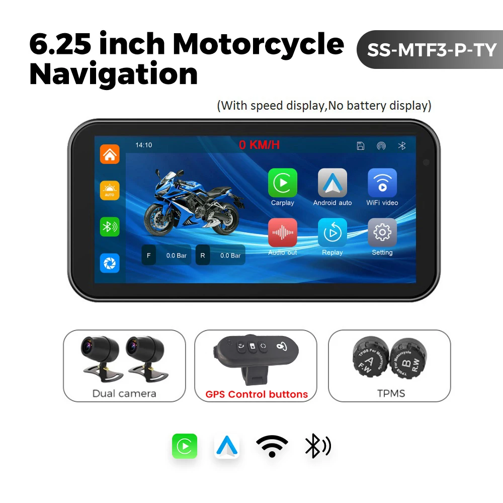 جهاز ملاحة GPS للدراجات النارية محمول مقاس 6.25 بوصة مقاوم للماء بمعيار IP67، يدعم CarPlay وAndroid Auto وDVR لتسجيل القيادة وشاشة مراقبة للدراجات النارية مع واي فاي من قسم التحرير الجماعيجهاز ملاحة GPS للدراجات النارية محمول بشاشة 6.25 بوصة، مقاوم للماء بمعيار IP67، مزود بتقنية لاسلكية CarPlay وAndroid Auto، مسجل فيديو رقمي للقيادة، وشاشة مراقبة للدراجات النارية بتقنية واي فاي - Image 8