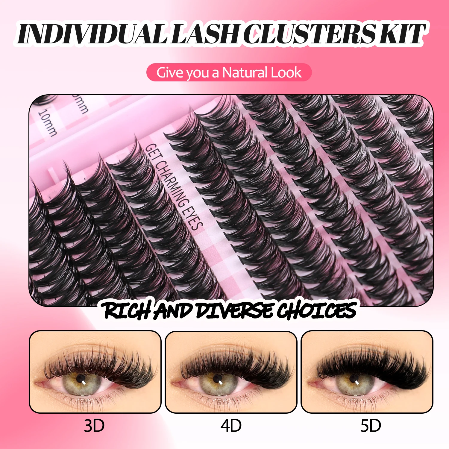مجموعة رموش GROINNEYA DIY Lash Clusters Set Mixed Tray Lashes Kit Fluffy Individual Lashes Extension with Lash Bond and Seal At Home Makeup من قسم التحرير الجماعيمجموعة رموش جروينيا DIY، علبة رموش متنوعة، مجموعة رموش فردية كثيفة مع لاصق ومثبت للرموش، مكياج منزلي - Image 5