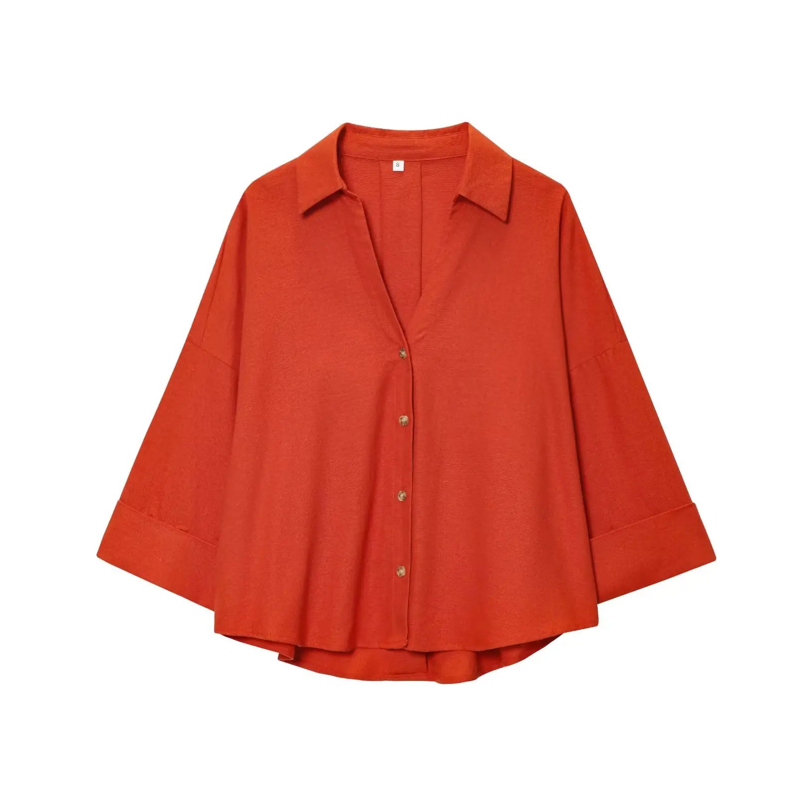 HipSeam Wide Sleeved Shirt Women Spring Asymmetric Hem Button Women's Shirts Simple Lady Johnny Collar Shirts & Blouses من التحرير الجماعيقميص نسائي بأكمام واسعة من HipSeam، مناسب لفصل الربيع، بحافة غير متماثلة وأزرار، قمصان نسائية بسيطة بياقة جوني وبلوزات - Image 12