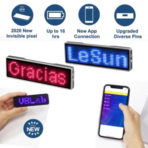 شارة اسم LED بلوتوث جديدة تمامًا، لوحة رسائل قابلة للبرمجة، شاشة LED صغيرة، عرض نمط نص وأرقام عالية الدقة من التحرير الجماعيشارة اسم LED جديدة كليًا بتقنية بلوتوث، لوحة رسائل قابلة للبرمجة، شاشة LED صغيرة، عرض نص عالي الدقة، عرض أرقام وأنماط