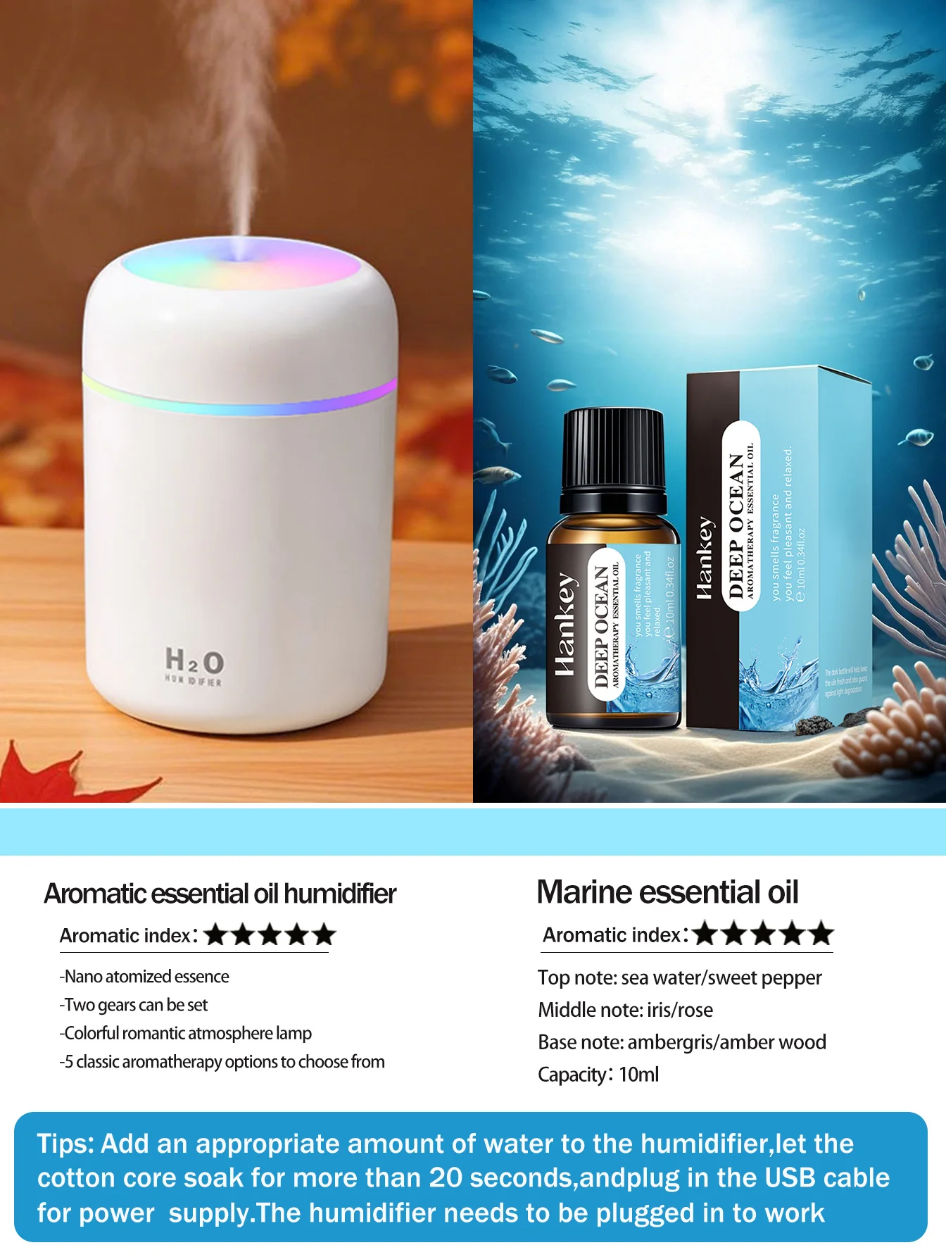 300ml Aromatherapy Diffuser Humidifier Air Purifier Car Home Use Seven-color Light Aromatherapy Essential Oil - Image 18
