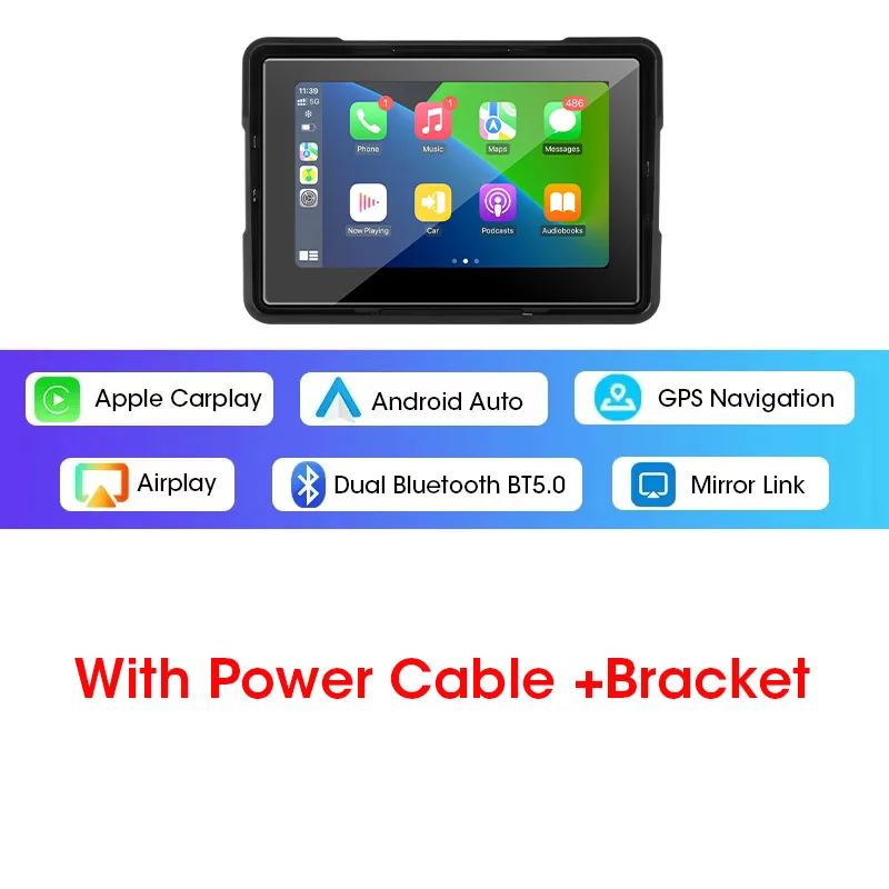 Jansite 5/7 inch Carplay Motorcycle DVR Navigation GPS Wireless CarPlay Android Auto IPX7 Display Screen Portable Moto Monitor من التحرير الجماعيشاشة عرض محمولة للدراجات النارية من Jansite مقاس 5/7 بوصة، تدعم CarPlay وAndroid Auto، مزودة بنظام ملاحة GPS لاسلكي، وتقنية IPX7، وشاشة عرض لاسلكية، وشاشة مراقبة للدراجات النارية. - Image 7