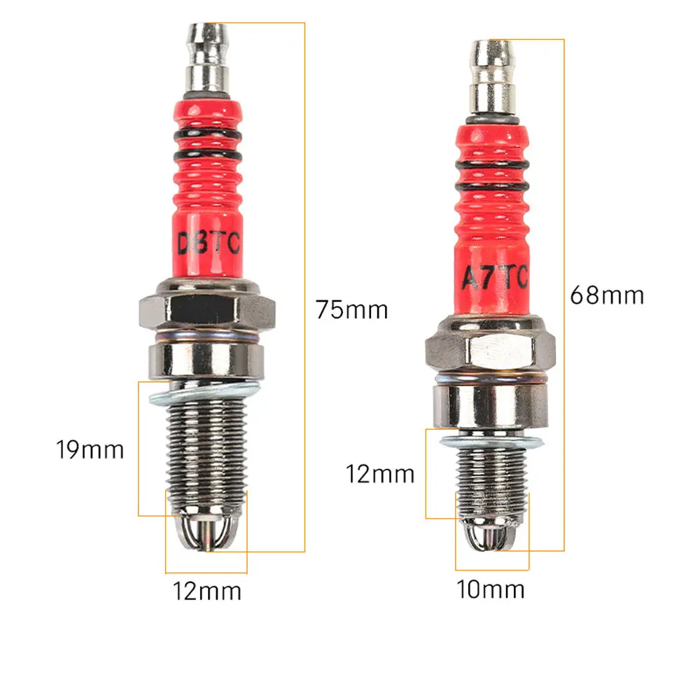 Racing 3 Triple Electrode Spark Plug A7TC For GY6 50CC 110CC 125CC 150CC ATV Scooter Dirt Bike Go Kart Motorcycle Accessories من قسم التحرير الجماعيشمعة إشعال ثلاثية الأقطاب من Racing 3 طراز A7TC لمحركات GY6 سعة 50 و110 و125 و150 سم مكعب، مناسبة للدراجات الرباعية والدراجات البخارية والدراجات الترابية وعربات الكارتينج وملحقات الدراجات النارية.