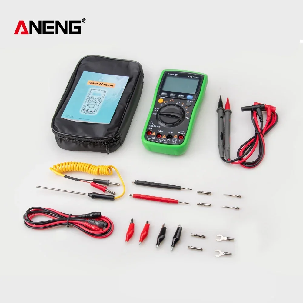 ANENG AN870 Smart Multimeter Digital Professional 19999 Counts AC Voltage Tester Current NCV Capacityance Resistance Ohm Test Tool من التحرير الجماعيجهاز قياس متعدد رقمي ذكي احترافي ANENG AN870، مزود بـ 19999 عدّة، يقيس جهد التيار المتردد، التيار، السعة، المقاومة، والمقاومة بالأوم. - Image 7