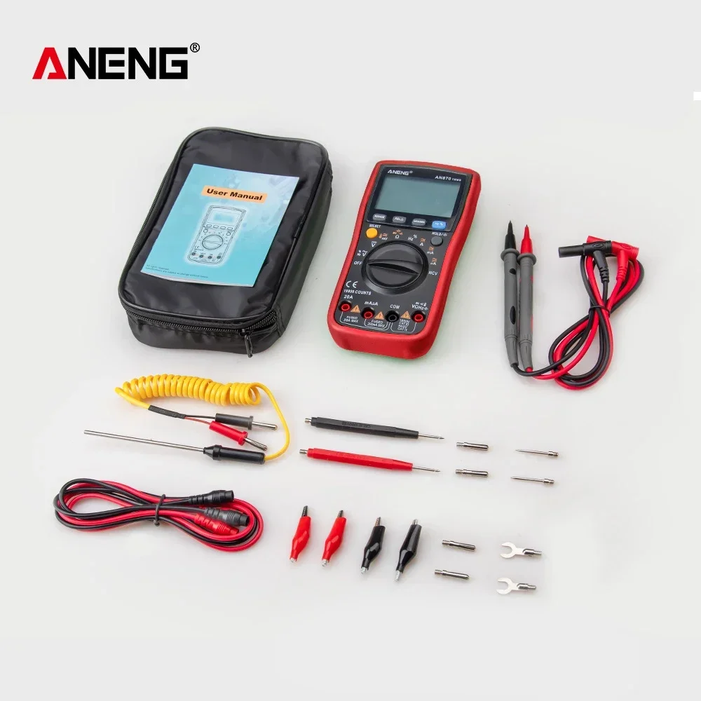 ANENG AN870 Smart Multimeter Digital Professional 19999 Counts AC Voltage Tester Current NCV Capacityance Resistance Ohm Test Tool من التحرير الجماعيجهاز قياس متعدد رقمي ذكي احترافي ANENG AN870، مزود بـ 19999 عدّة، يقيس جهد التيار المتردد، التيار، السعة، المقاومة، والمقاومة بالأوم. - Image 9
