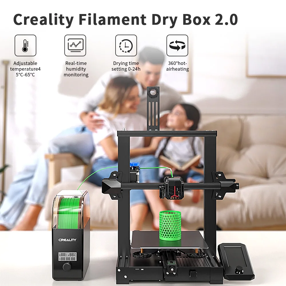 Creality Filament Dryer Upgrade Fan Filament Dry Box 1KG PLA PETG ABS TPU Filaments Dehydrator Storage Box Filas Spool Holder من قسم التحرير بالجملةمجفف خيوط الطباعة ثلاثية الأبعاد من كرياليتي، مزود بمروحة، صندوق تجفيف الخيوط، 1 كجم من خيوط PLA وPETG وABS وTPU، صندوق تخزين مجفف الخيوط، حامل بكرة الخيوط - Image 5