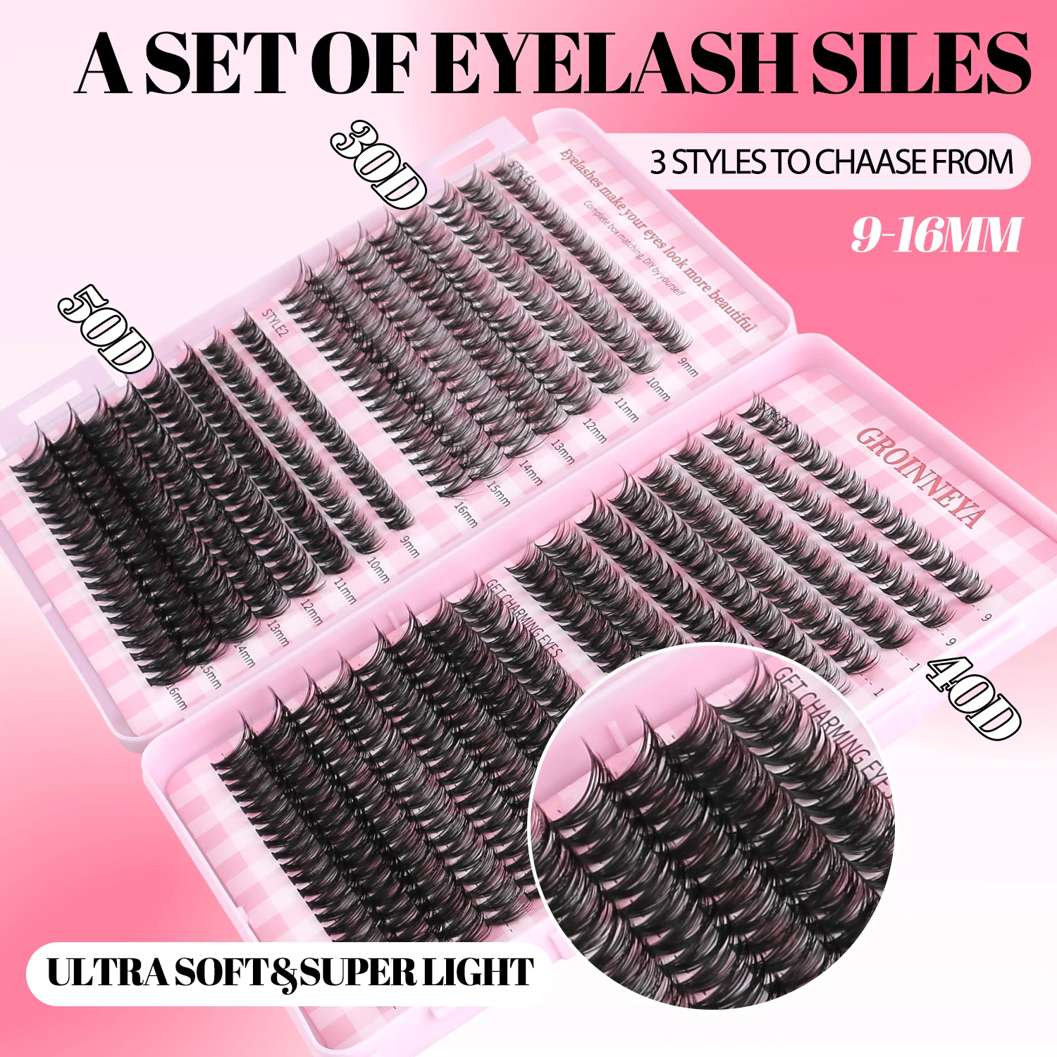 مجموعة رموش GROINNEYA DIY Lash Clusters Set Mixed Tray Lashes Kit Fluffy Individual Lashes Extension with Lash Bond and Seal At Home Makeup من قسم التحرير الجماعيمجموعة رموش جروينيا DIY، علبة رموش متنوعة، مجموعة رموش فردية كثيفة مع لاصق ومثبت للرموش، مكياج منزلي - Image 4