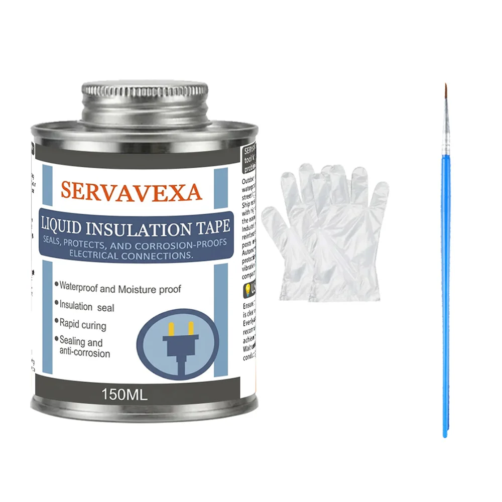 مجموعة شريط العزل الكهربائي السائل SERVAVEXA، مانع تسرب عازل مقاوم للماء مع فرشاة وقفازات، سريع الجفاف للأسلاك الخارجية من قسم التحرير الجماعيمجموعة شريط عازل كهربائي سائل من سيرفافيكسا، مانع تسرب عازل مقاوم للماء مع فرشاة وقفازات، سريع الجفاف للأسلاك الخارجية - Image 8