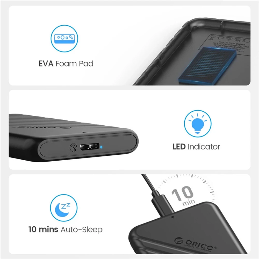علبة محرك الأقراص الصلبة ORICO 2.5 بوصة SATA إلى USB 3.0 لصندوق محرك الأقراص الصلبة SSD مقاس 2.5 بوصة، صندوق محرك الأقراص الصلبة بسعة 6 تيرابايت، علبة تخزين خارجية لمحرك الأقراص الصلبة من التحرير الجماعيعلبة أقراص صلبة ORICO مقاس 2.5 بوصة SATA إلى USB 3.0، علبة تخزين أقراص صلبة SSD مقاس 2.5 بوصة، علبة تخزين أقراص صلبة بسعة 6 تيرابايت، علبة أقراص صلبة خارجية - Image 5