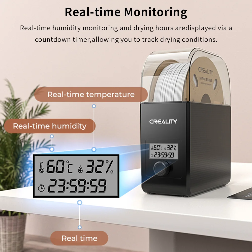 Creality Filament Dryer Upgrade Fan Filament Dry Box 1KG PLA PETG ABS TPU Filaments Dehydrator Storage Box Filas Spool Holder من قسم التحرير بالجملةمجفف خيوط الطباعة ثلاثية الأبعاد من كرياليتي، مزود بمروحة، صندوق تجفيف الخيوط، 1 كجم من خيوط PLA وPETG وABS وTPU، صندوق تخزين مجفف الخيوط، حامل بكرة الخيوط - Image 2