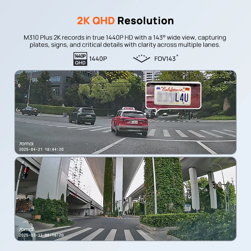 70mai Dash Cam M310 Plus 2K 1440P 143°FOV F1.55 Smart Voice Control 24H Parking Guard Night Vision 70mai M310 Plus 2K Car DVR - Image 3